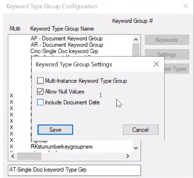 Keyword Type Group settings