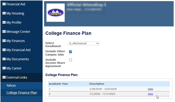 CFP Portal Enrolled Undergraduate