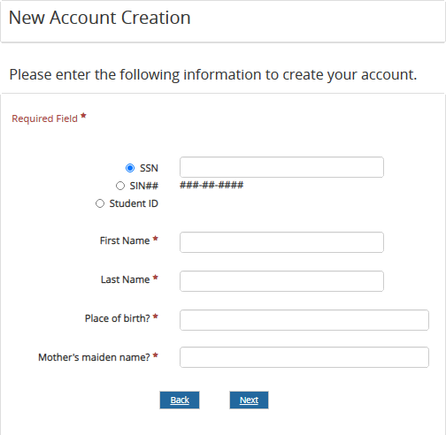 New Account Creation