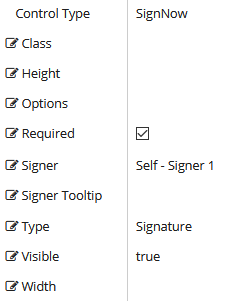 SignNow Component Properties