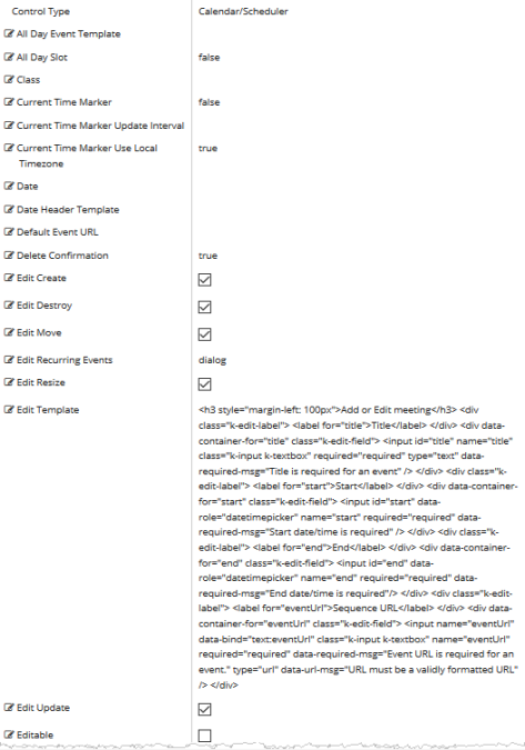 Calendar properties (a-e)