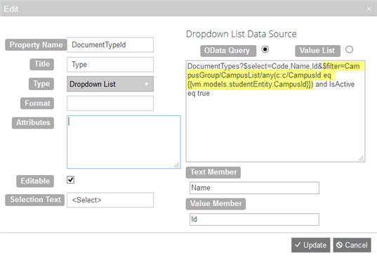 Dropdown Grid Column