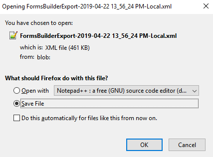 Export file name