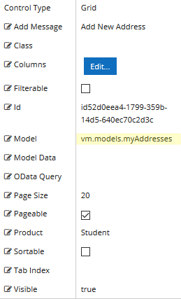 Grid Property Settings