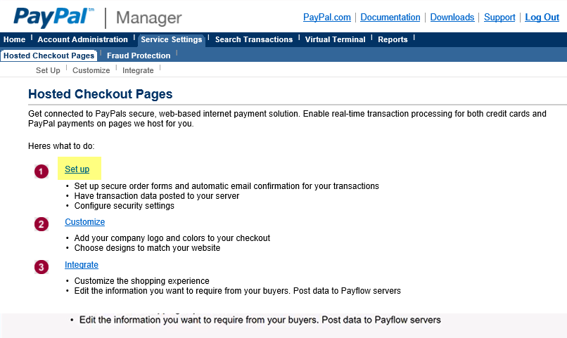 PayPal Server Settings