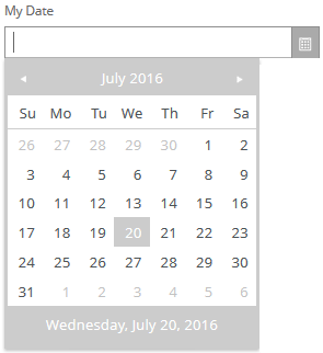 Rendered Date Picker