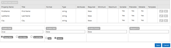 Column properties