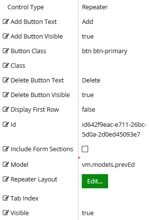 Properties for Repeater
