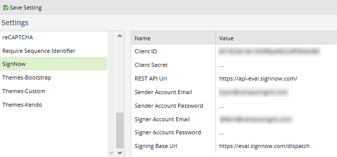 Adobe Sign Settings