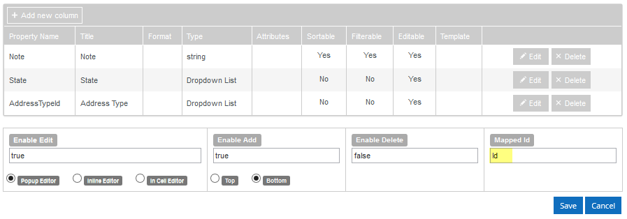 Grid Column Editor