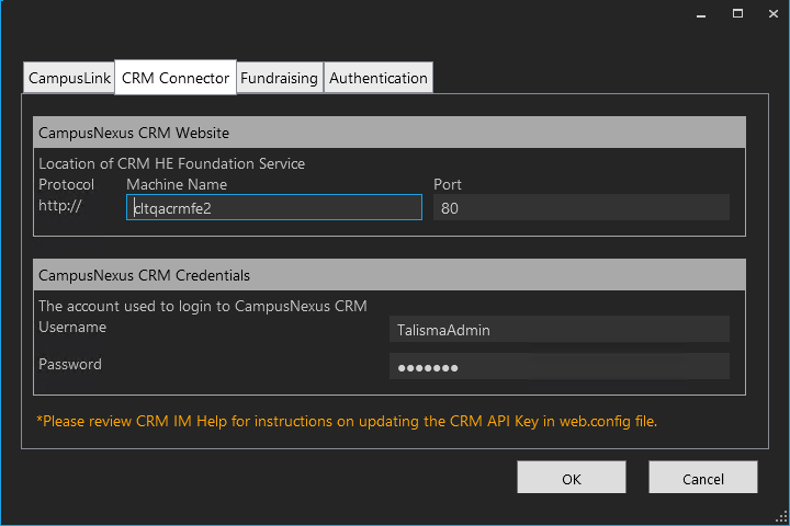 CRM Connector tab