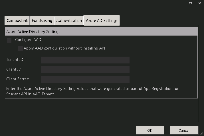 Azure AD Settings tab