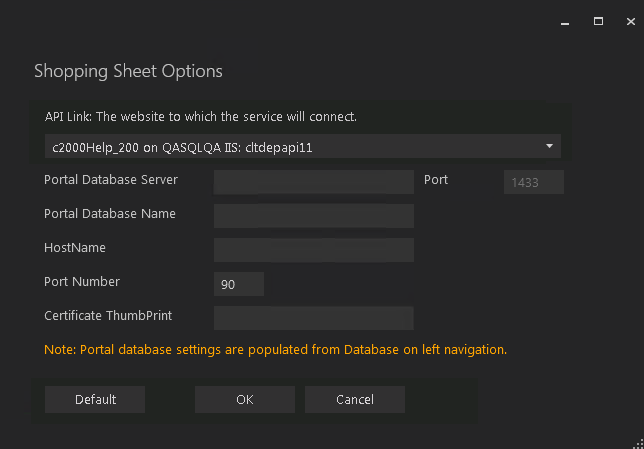 Shopping Sheet Options