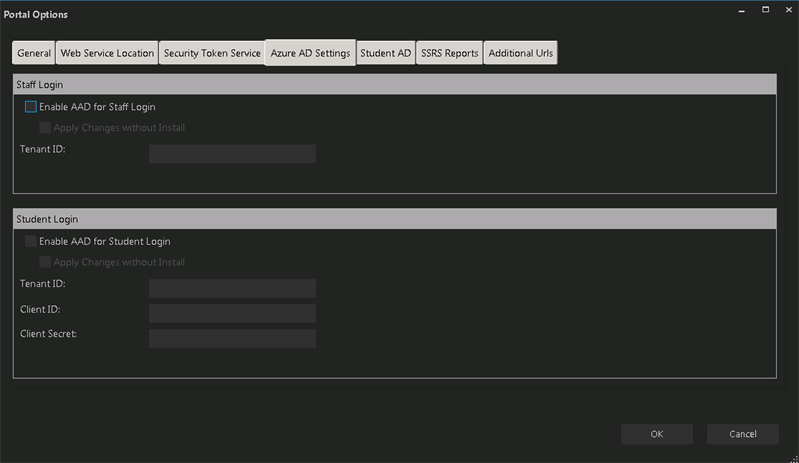 Portal AAD Options