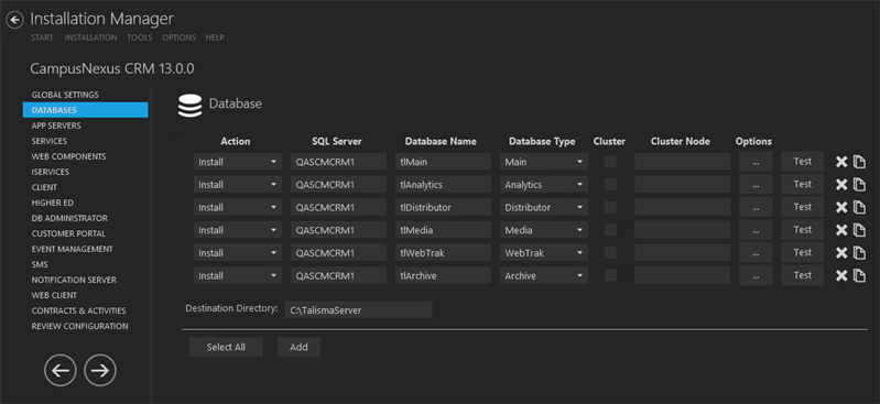 Database Screen