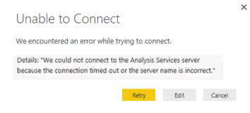 Unable to Connect message