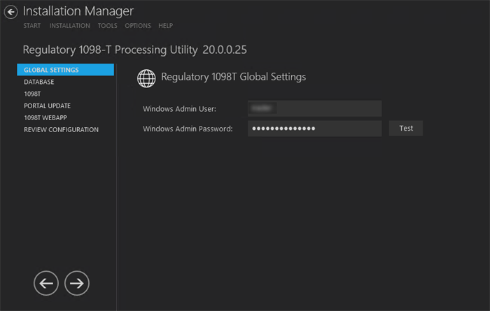 Global Settings Screen