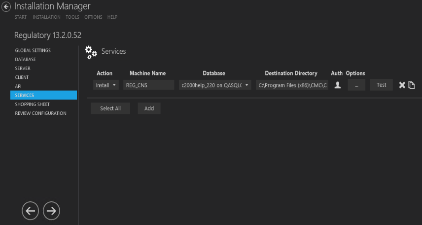 Services Settings