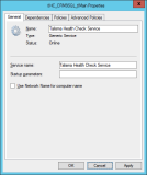 Talisma Health Check Service Properties - General Tab