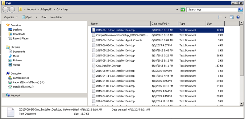 msert log file location