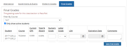 Final Grades with LDA fields