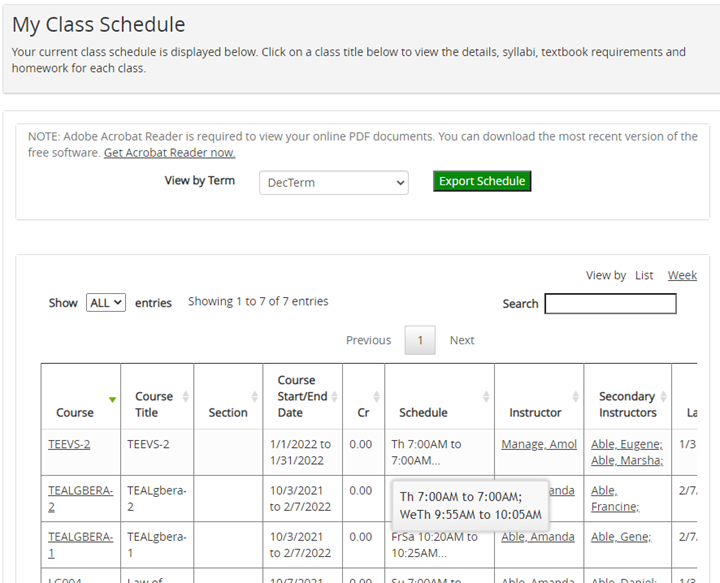 all possible class schedules creator