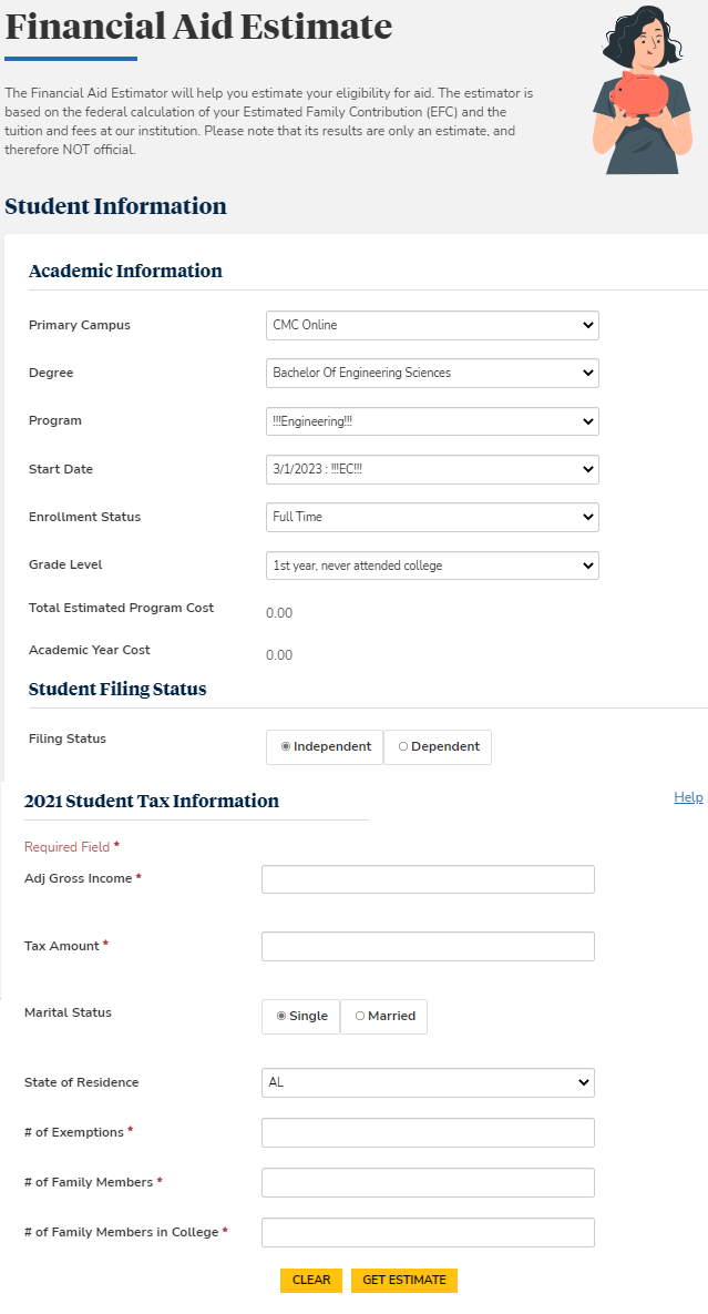 Financial Aid Estimate