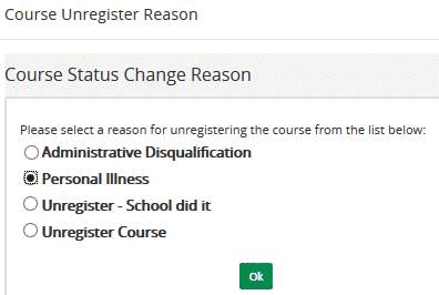 Status Change Reason