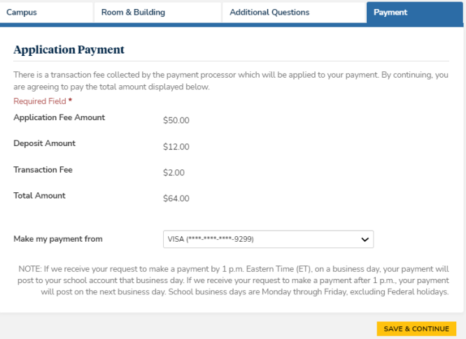 Housing Application - Payment