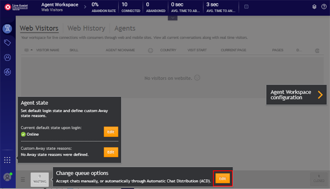 Agent state and options