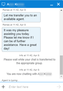 Renee transfers to agent