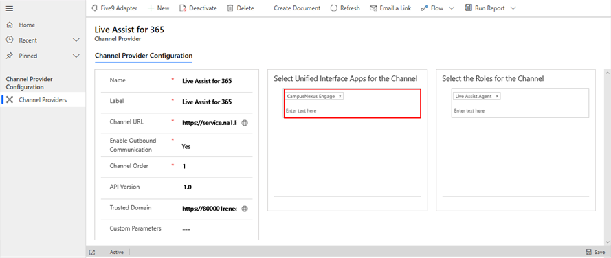 Channel Provider Configuration
