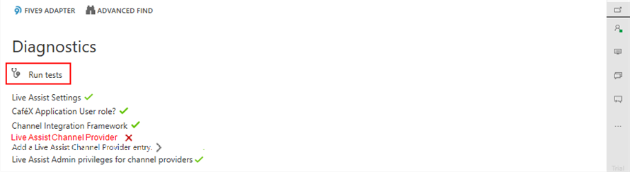 Live Assist Run Tests