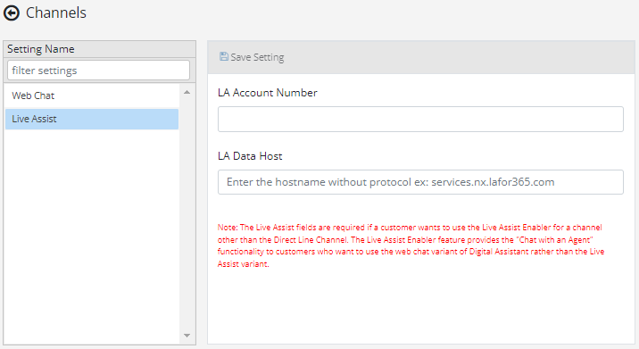 Channels - Live Assist