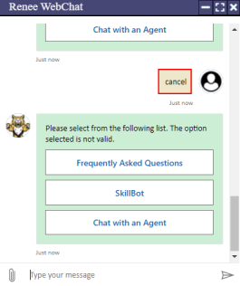 Web chat - Main Cancel