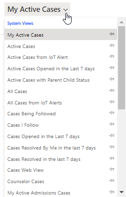 Active cases drop-down