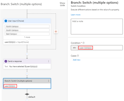 Branch switch condition