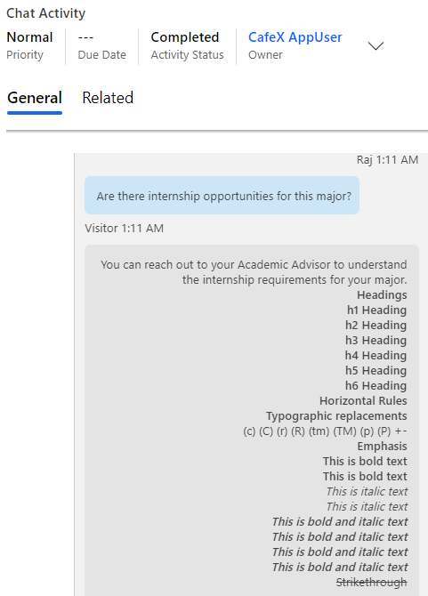 Live Assist transcript with Markdown