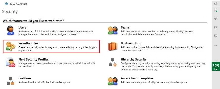 Security > Security Roles