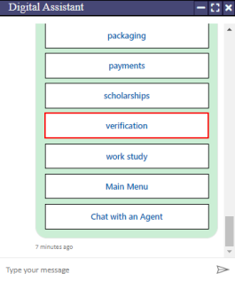 Categories cont'd - Student Verification