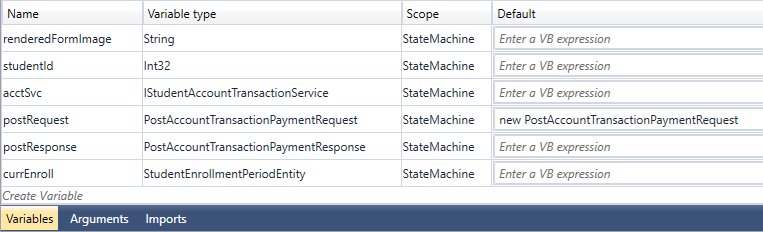 Variables for post payment