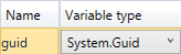 variable type Guid