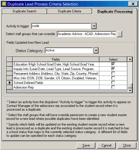 Duplicate Lead Processing Rules 