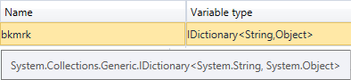 variable type IDictionary