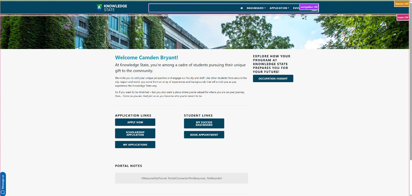 An image of Reach portal displaying the Region and Landmarks for navigation.