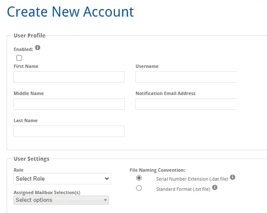 Create new account