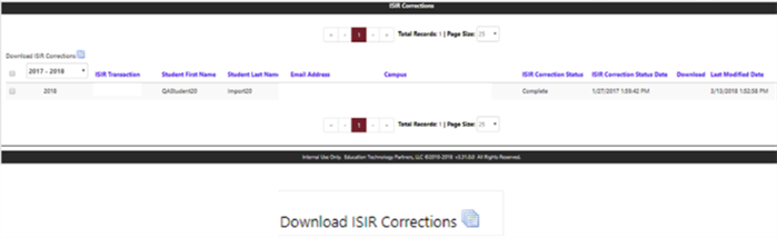 Download ISIR Corrections - Select