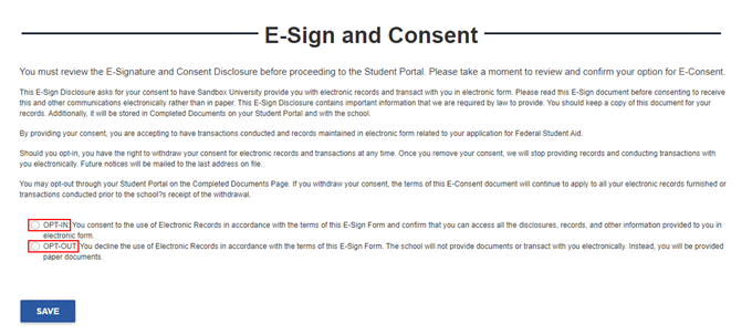 E-sign and consent