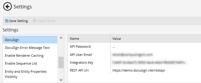 DocuSign Settings