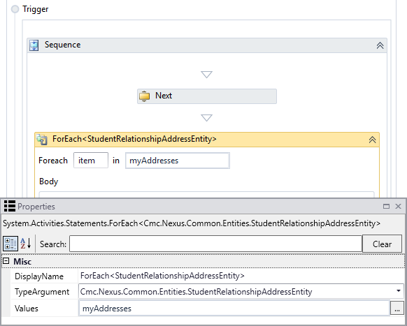 ForEach activity before SaveEntityCollection